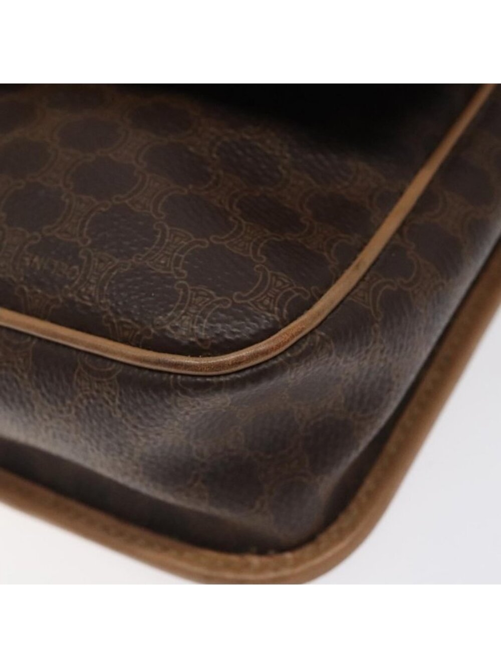 Authentic CELINE Macadam Canvas Shoulder Bag PVC Leather Brown Gold - Picture 6 of 16